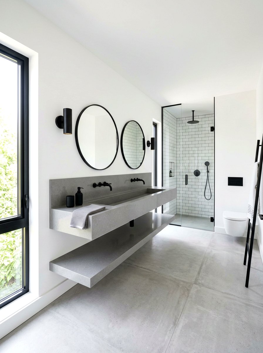Gray Quartz Trough Sink - 30 trough sink bathroom ideas