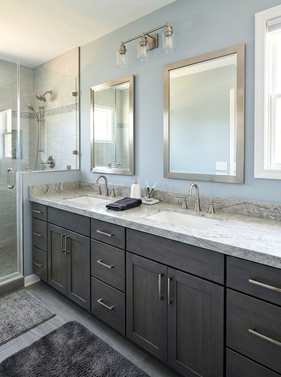 Gray Quartz Vanity - 30 bathroom vanity ideas