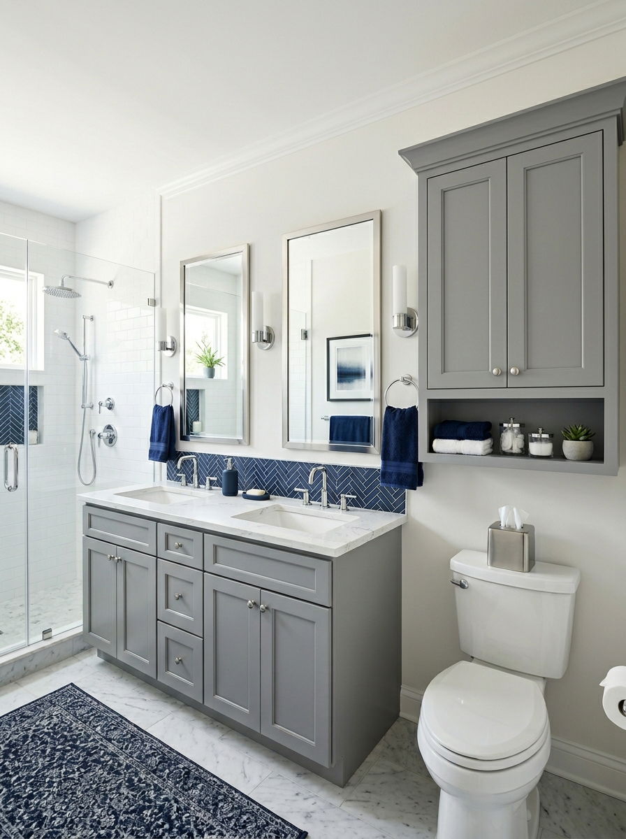Gray Shaker Style Cabinet - 30 over toilet cabinet ideas