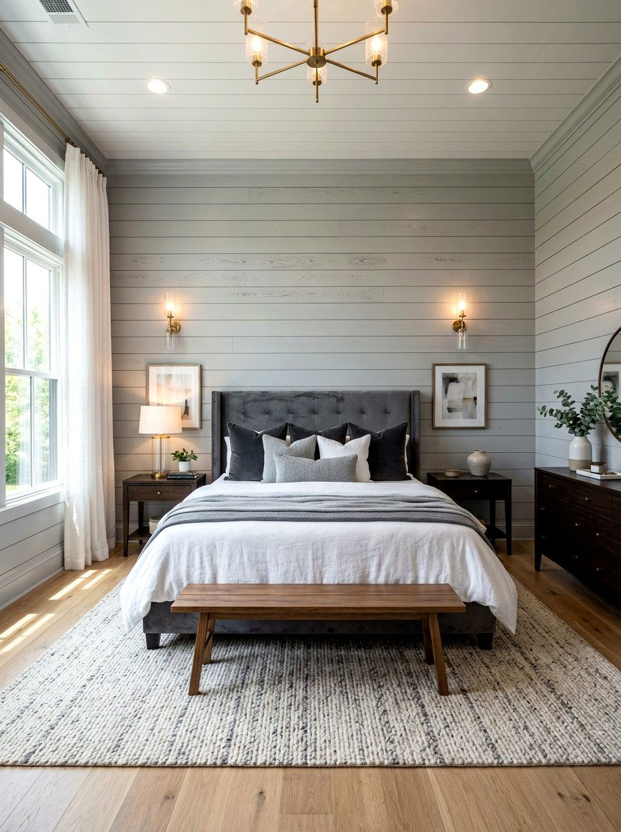 Gray Shiplap Master Bedroom - 30 shiplap wall ideas