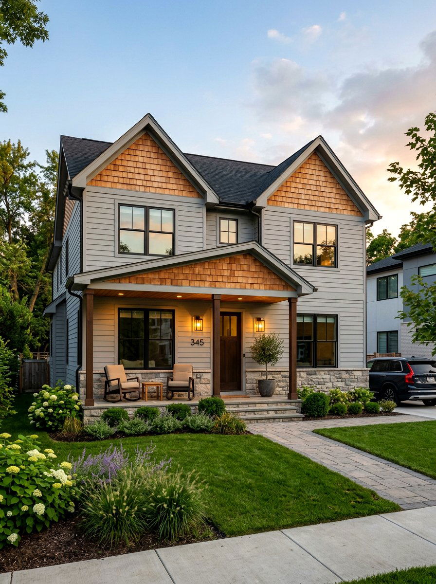 Gray Siding Cedar Shake Accents - 30 cedar shake exterior ideas