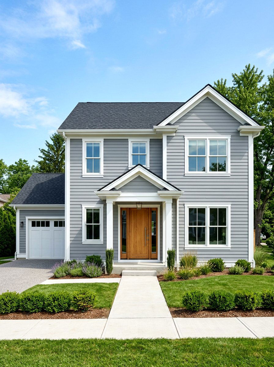 Gray Siding White Trim - 30 colonial house exterior ideas