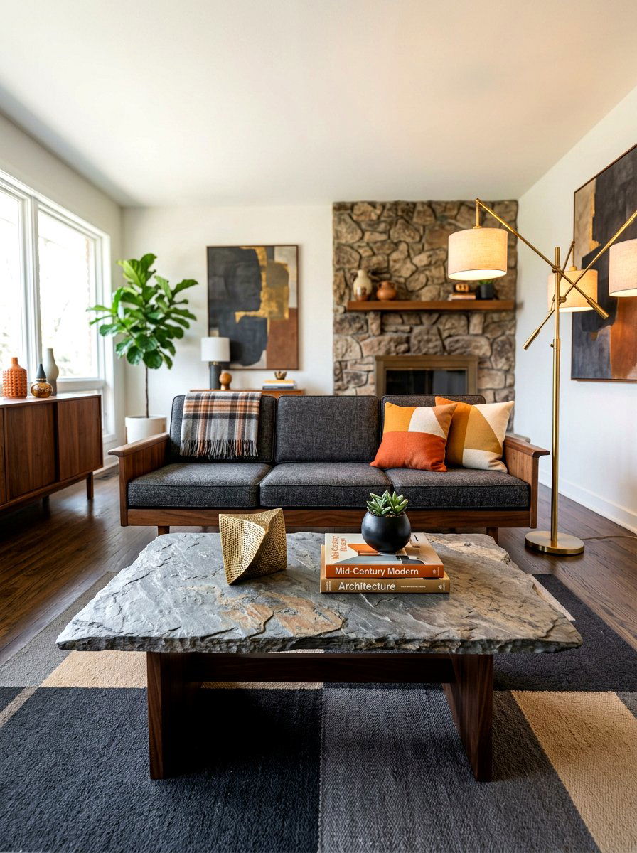 Gray Slate Coffee Table - 30 stone coffee table ideas