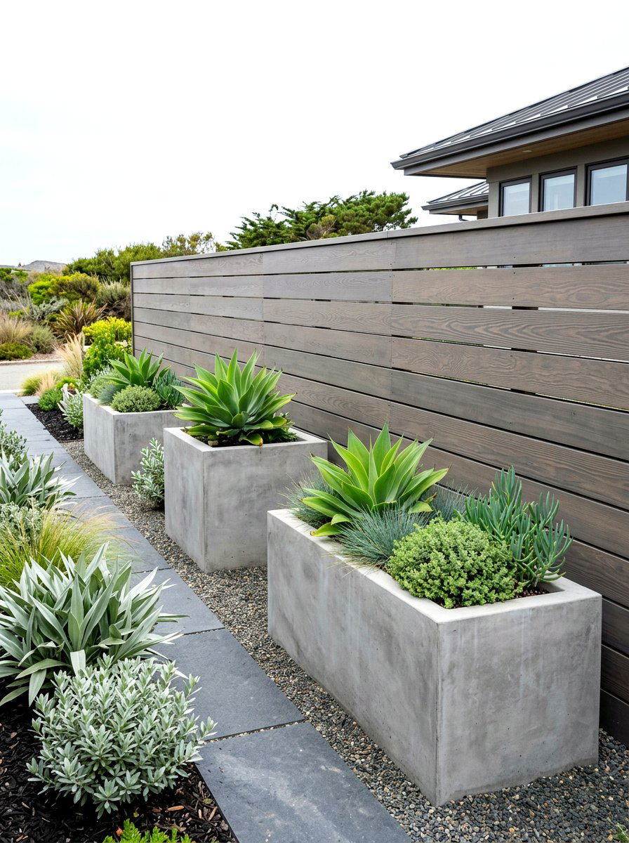Gray Stained Fence - 30 horizontal fence ideas