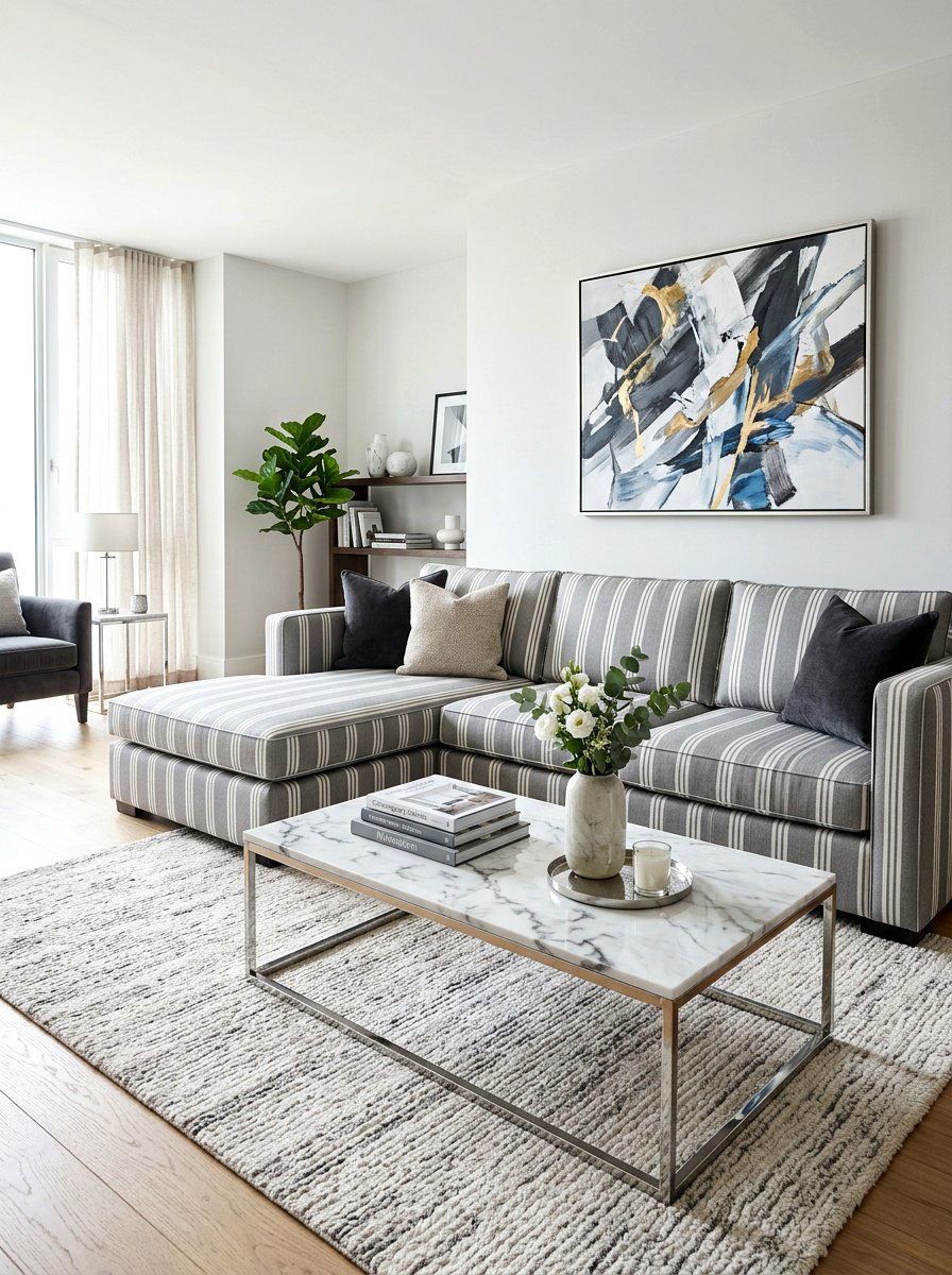 Gray Stripe Sofa - 30 statement stripe sofa ideas