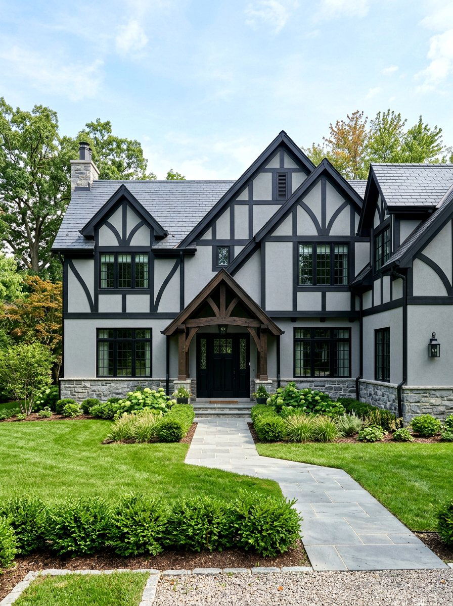 Gray Stucco Walls - 30 Tudor house exterior ideas