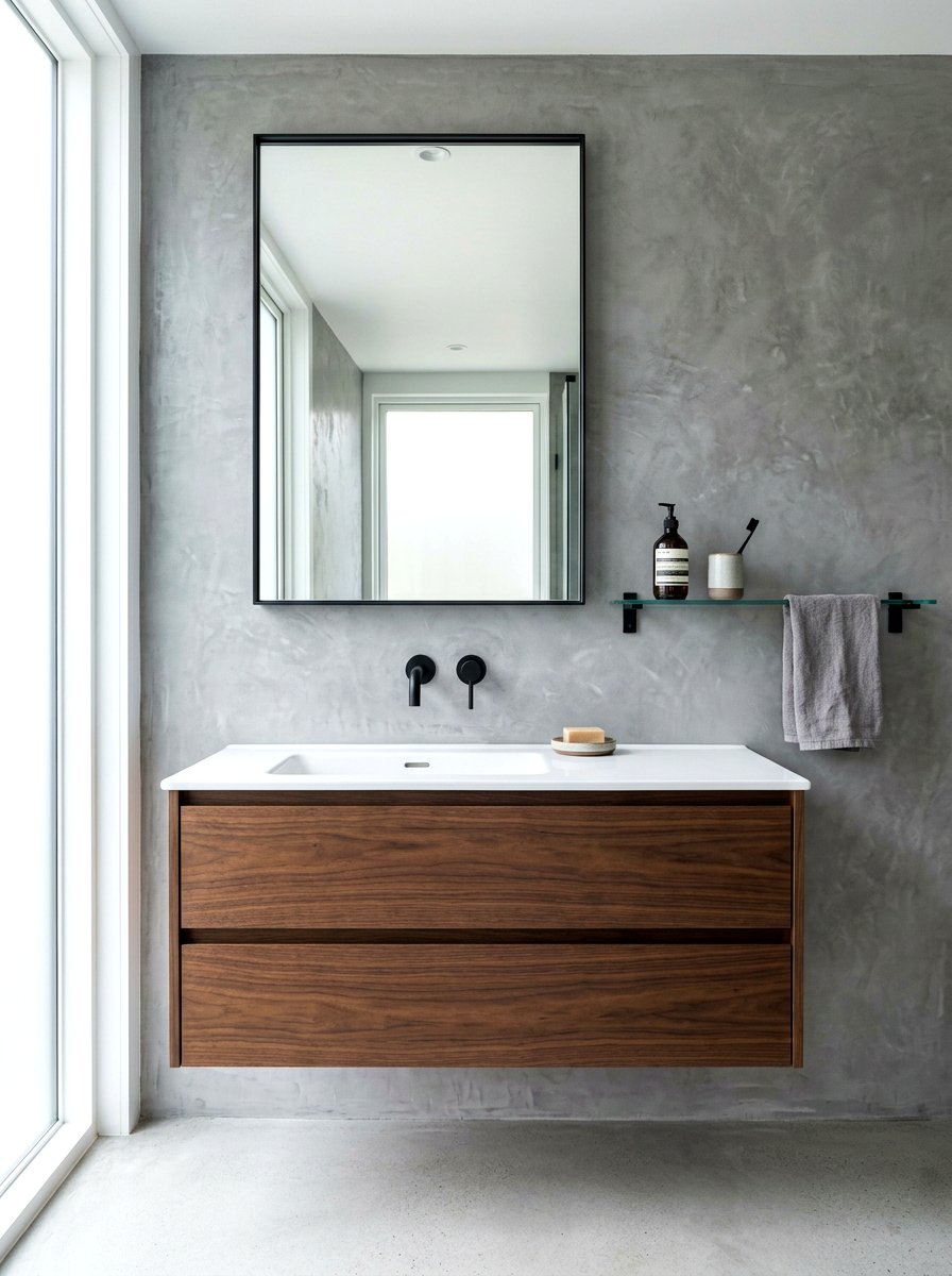 Gray Tadelakt Backsplash - 30 tadelakt bathroom ideas