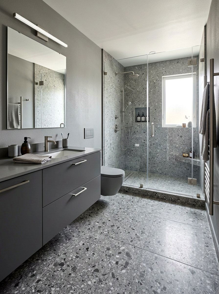 Gray Terrazzo Bathroom - 30 terrazzo floor bathroom ideas