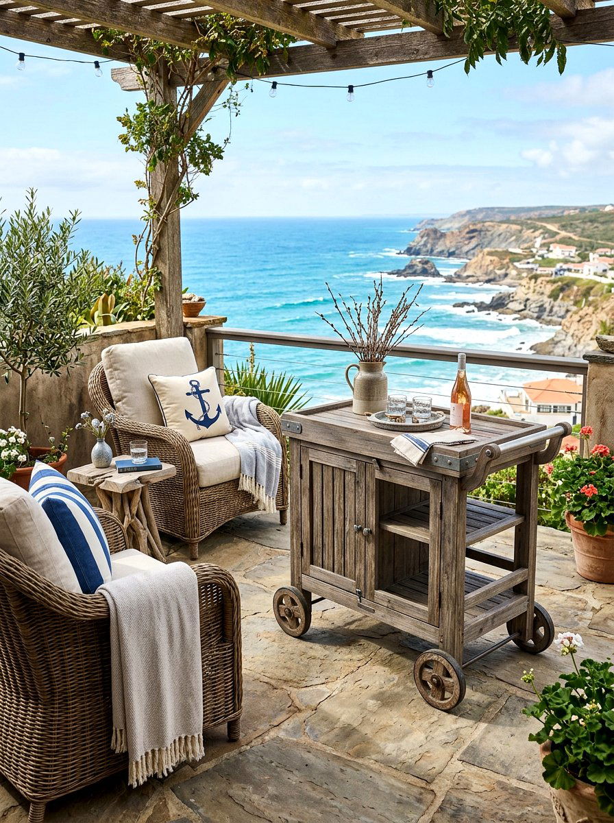 Gray Wood Cart - 30 serving cart patio ideas