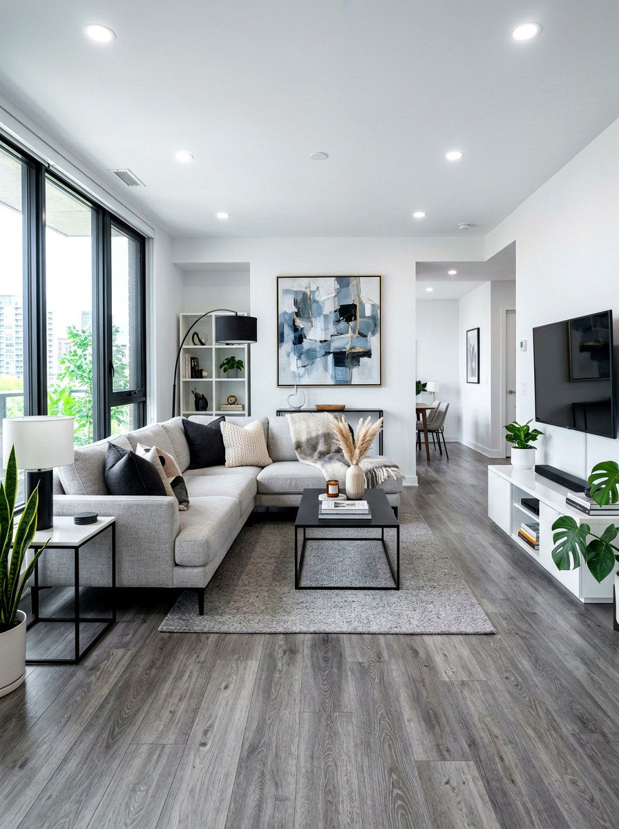 Gray Wood Plank Vinyl - 30 peel and stick floor ideas