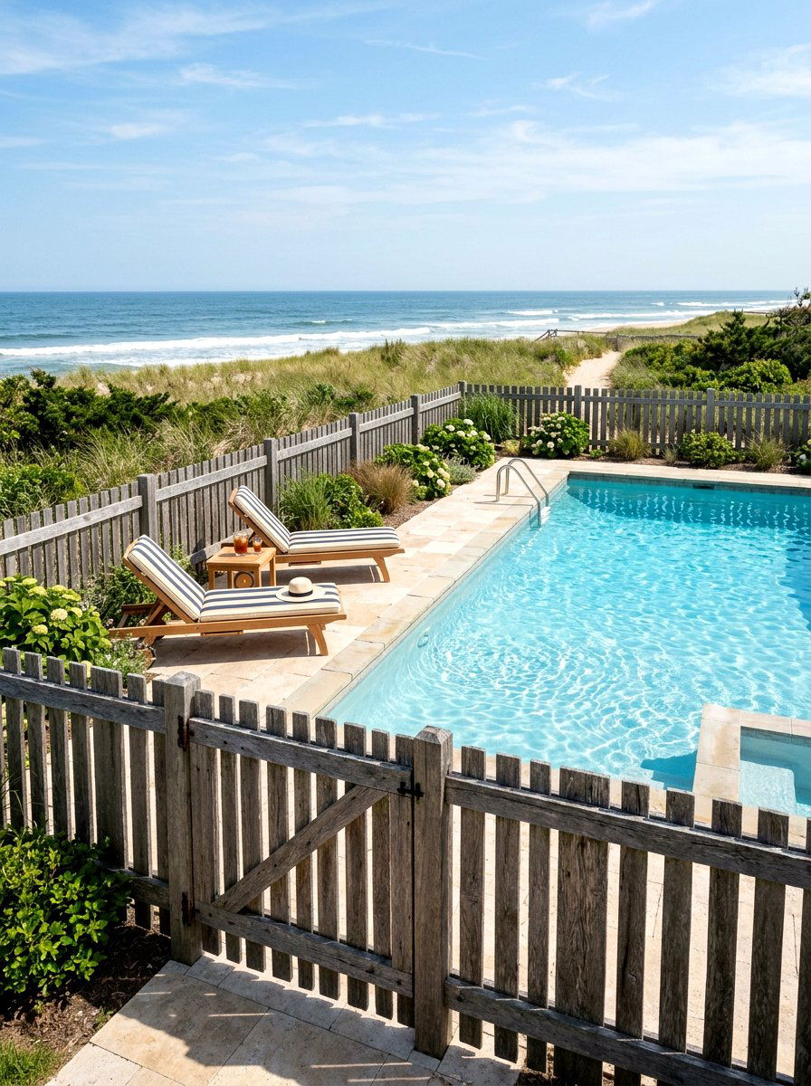 Gray Wood Pool Fence - 30 pool fence ideas