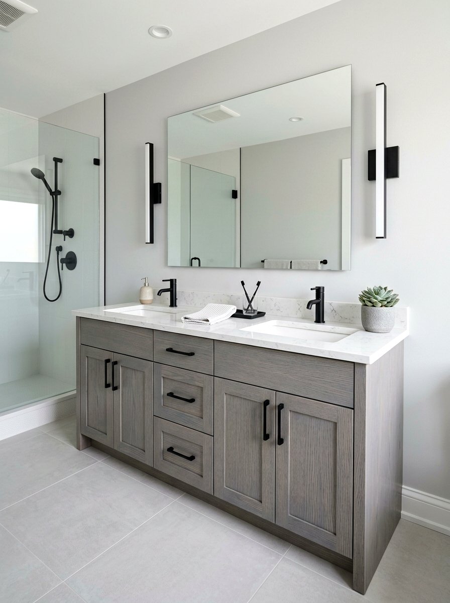 Gray Wood Vanity - 30 wood vanity ideas