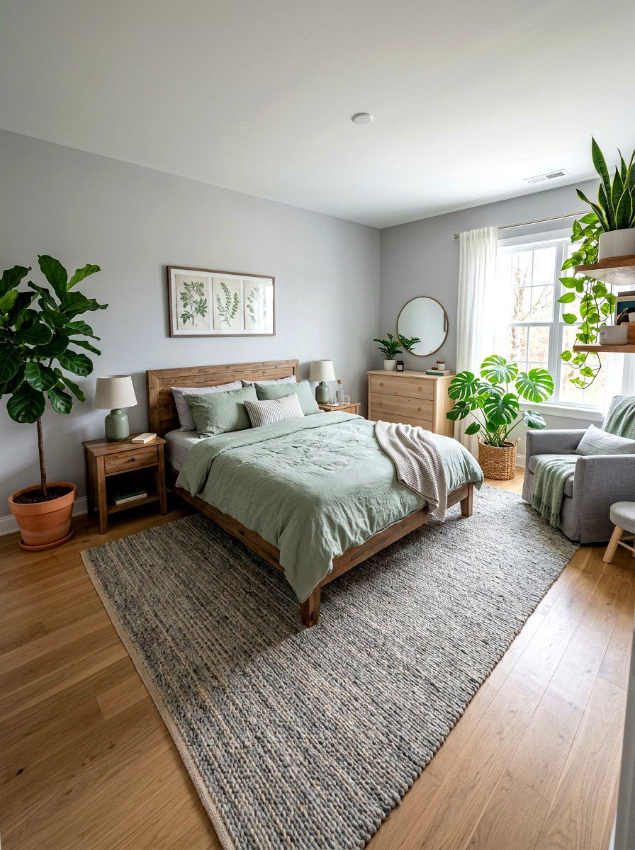Gray and green bedroom - 30 gray bedroom ideas