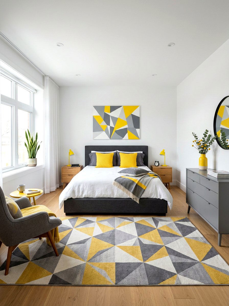 Gray and yellow bedroom - 30 gray bedroom ideas