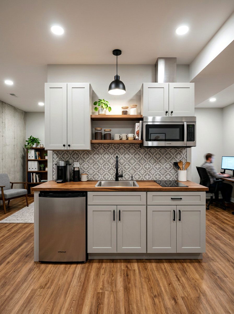 Gray basement kitchenette - 30 basement kitchenette ideas