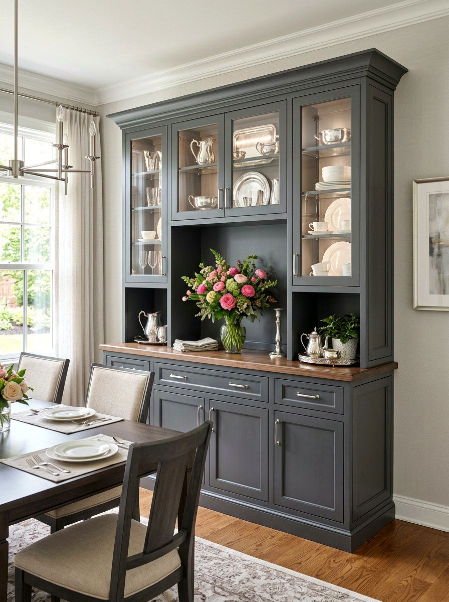 Gray dining hutch - 30 statement hutch dining ideas