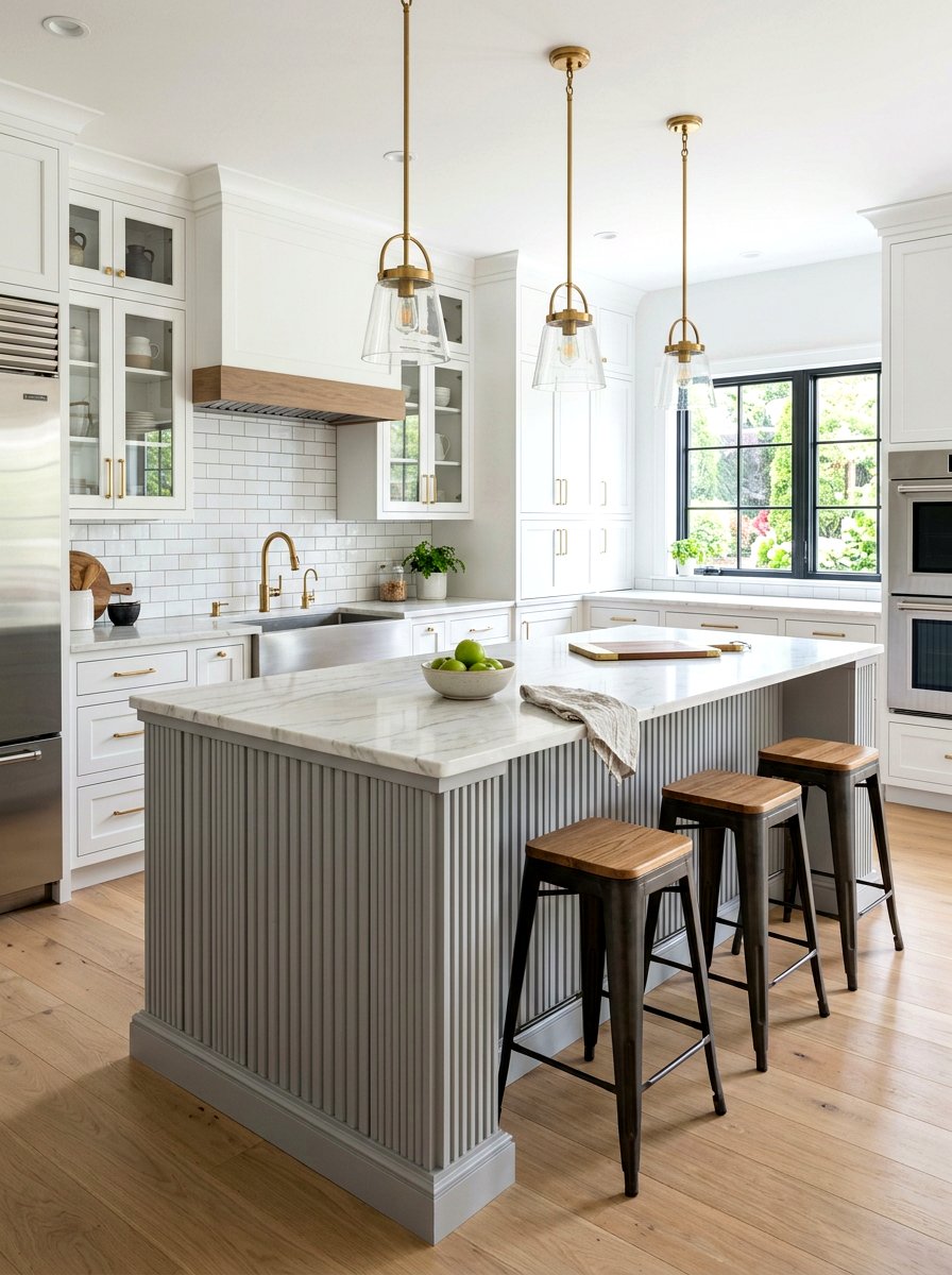 Gray fluted kitchen island - 30 fluted kitchen island ideas