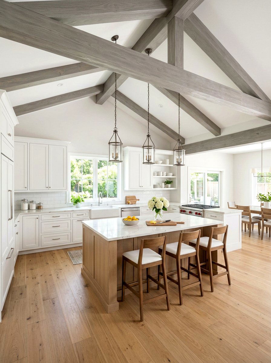 Gray kitchen ceiling beams - 30 kitchen ceiling beam ideas