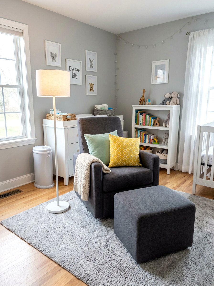 Gray nursery rocking chair nook - 30 nursery rocking chair corner ideas