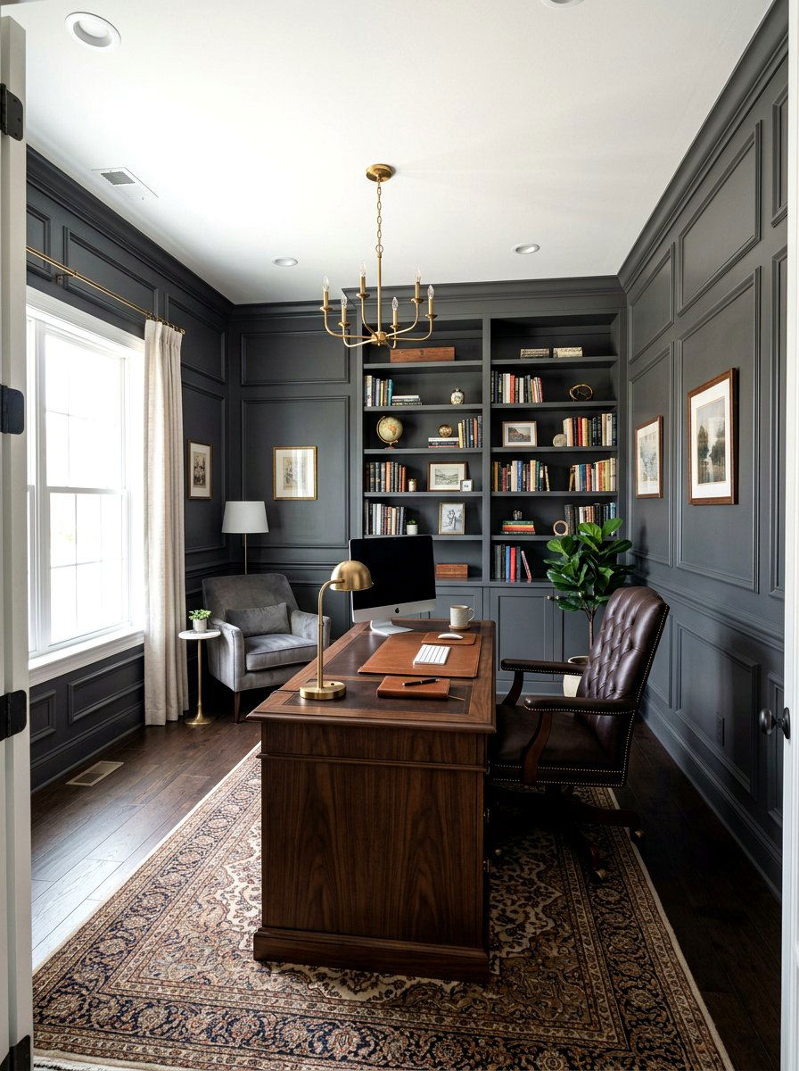 Gray office picture frame paneling - 30 picture frame molding ideas