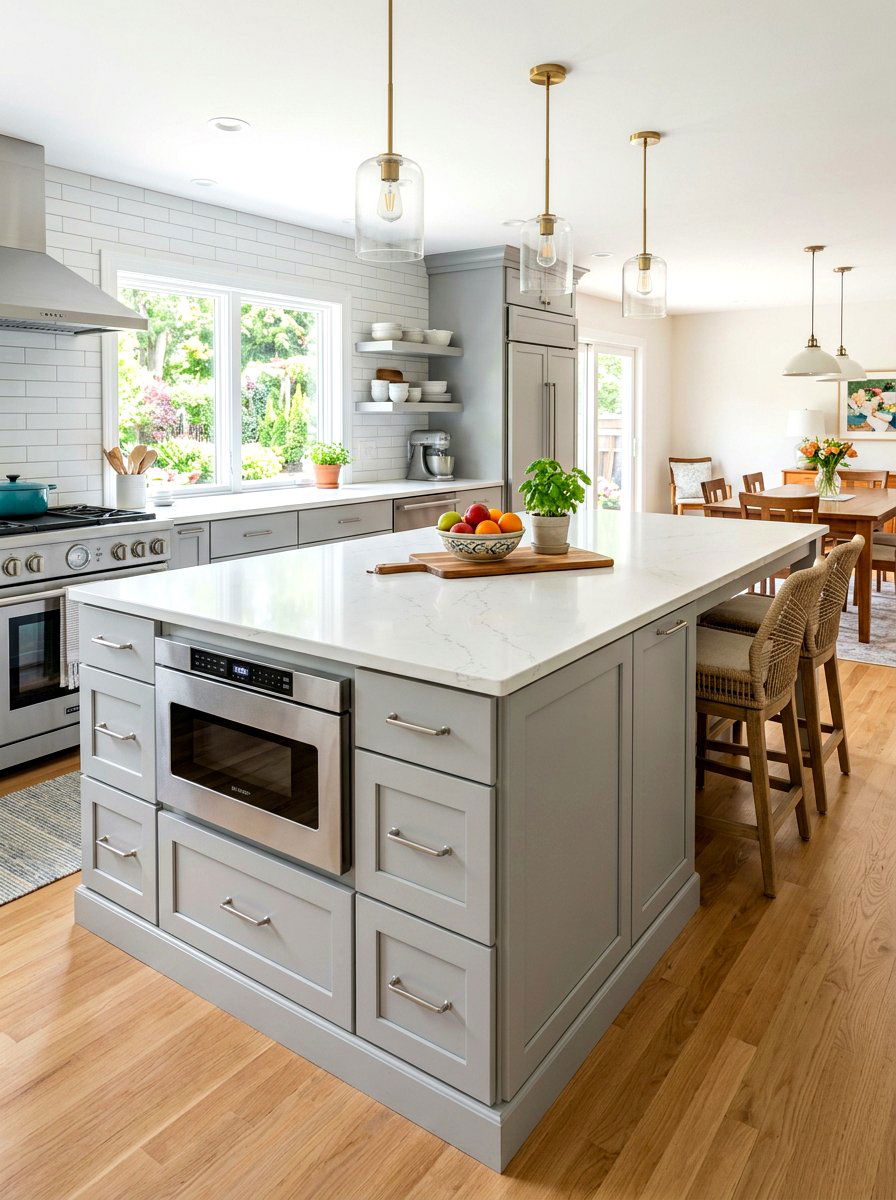 Gray shaker island - 30 drawer microwave ideas