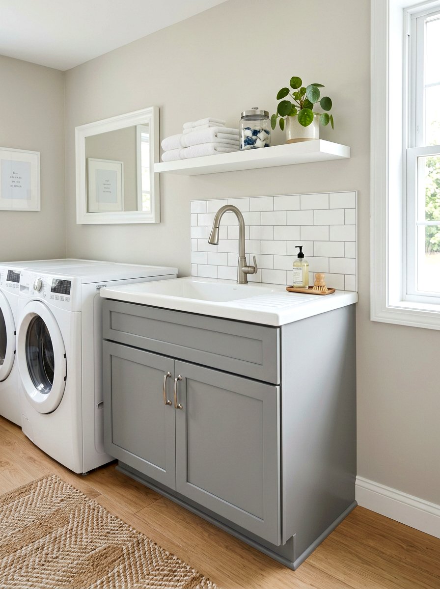 Gray shaker utility sink cabinet - 30 utility sink cabinet ideas