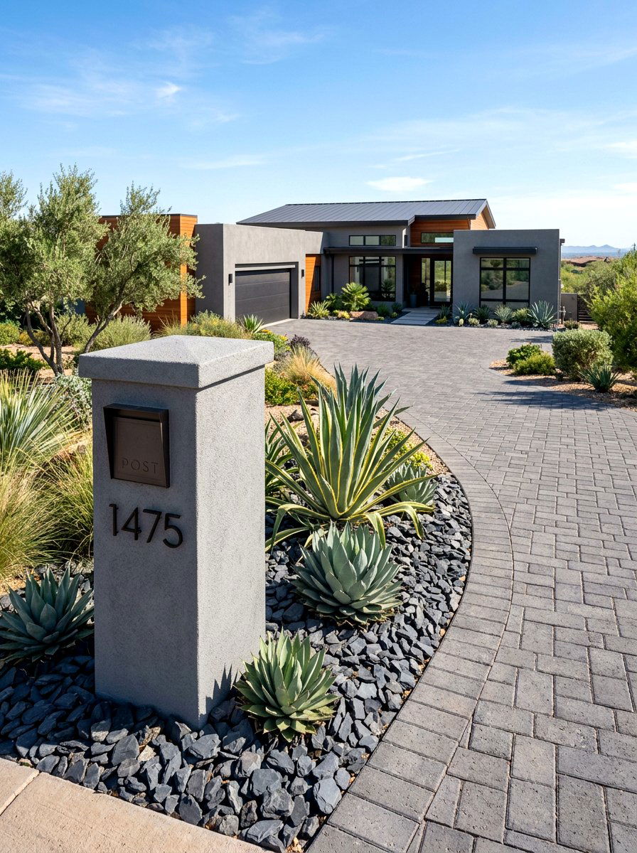 Gray stucco mailbox - 30 modern mailbox ideas