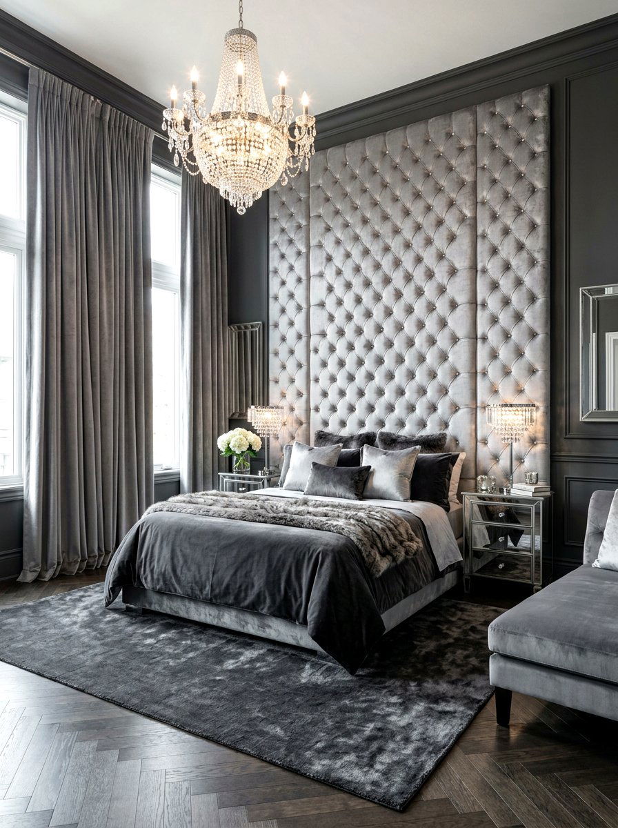 Gray velvet bedroom - 30 gray bedroom ideas