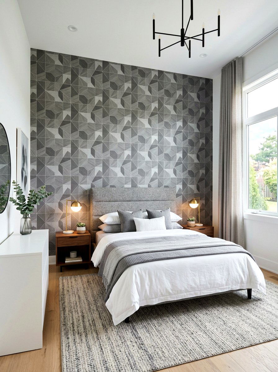 Gray wallpaper bedroom - 30 gray bedroom ideas