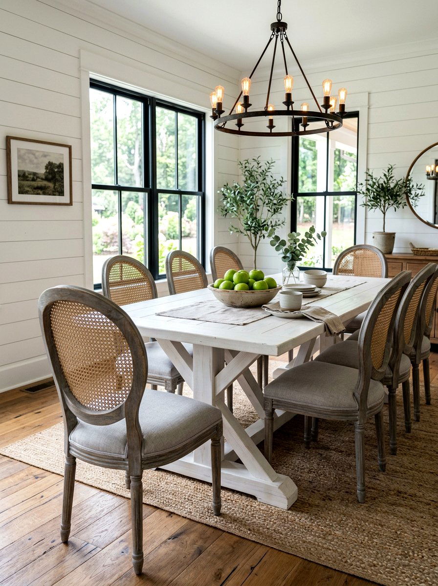 Gray washed cane chairs - 30 cane dining chair ideas