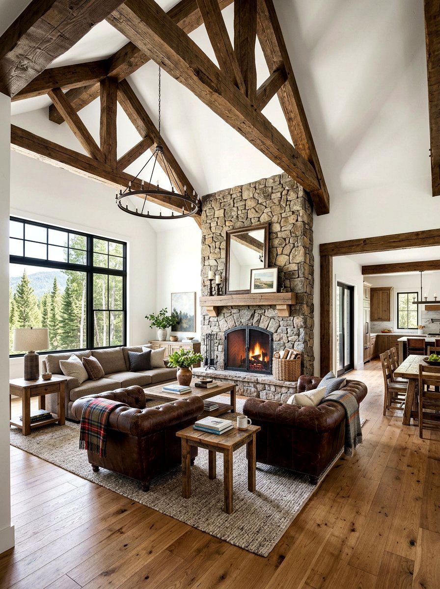 Great Room Exposed Wood Beams - 30 great room ideas
