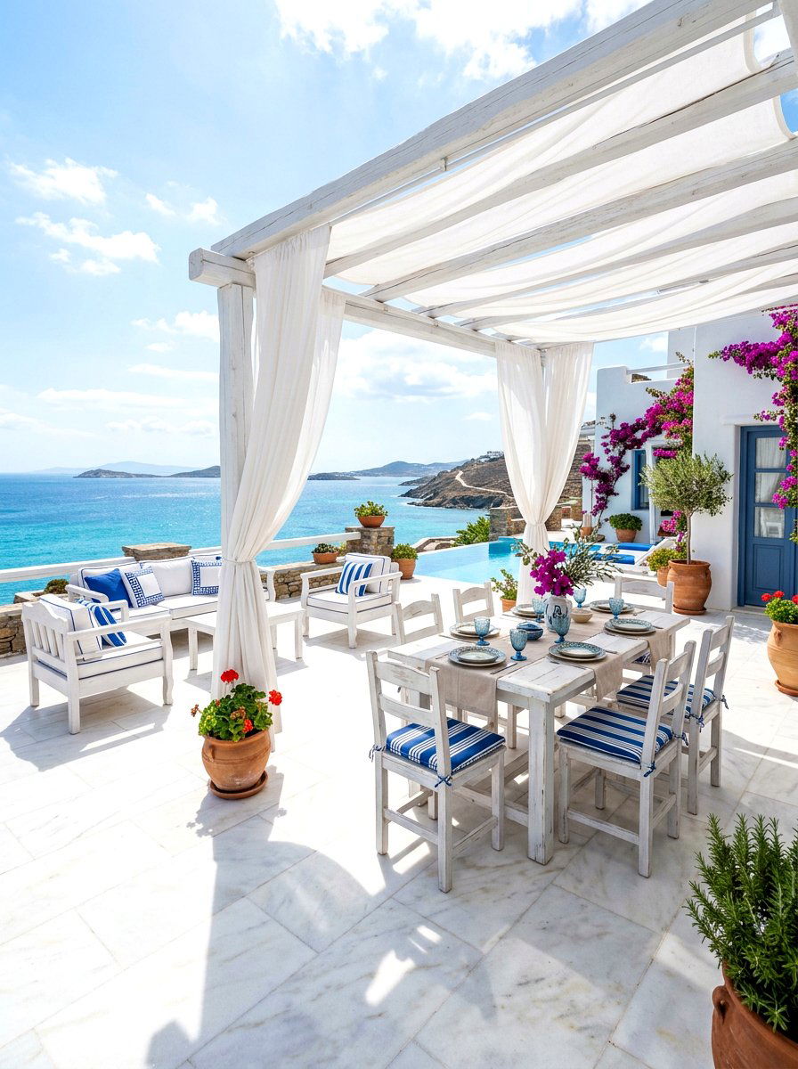 Grecian White Stone Patio - 30 villa patio styling ideas