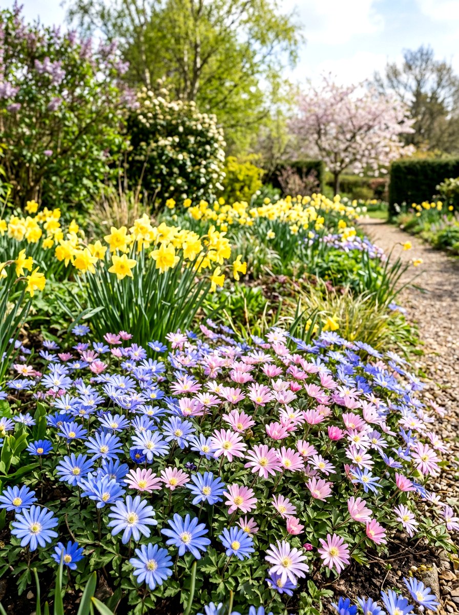 Grecian Windflower Bed - 30 spring bulb border ideas