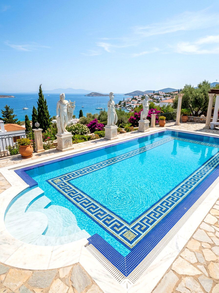 Greek Key Tile Pool - 30 inground pool ideas