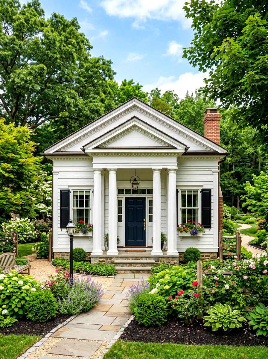 Greek Revival Tiny Cottage - 30 tiny cottage exterior ideas