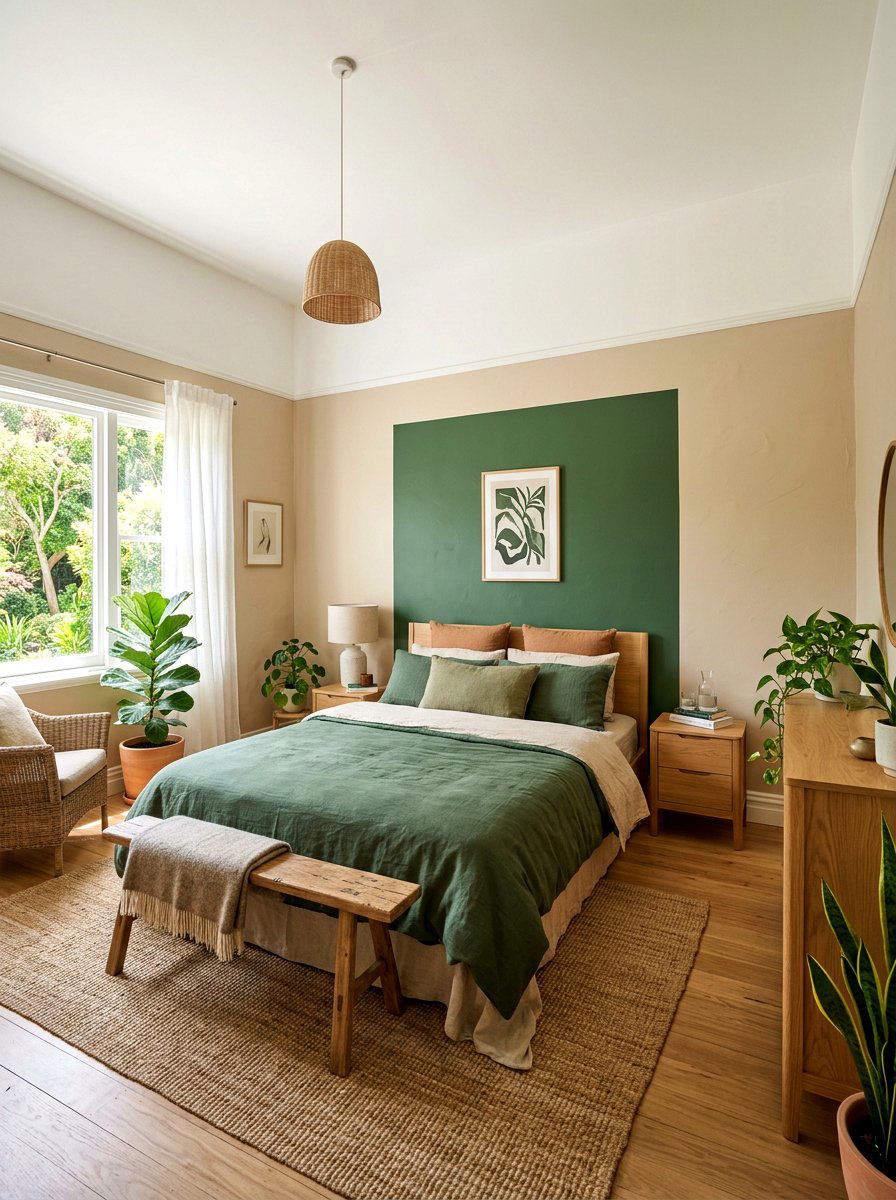 Green And Beige Bedroom - 30 color blocked room ideas