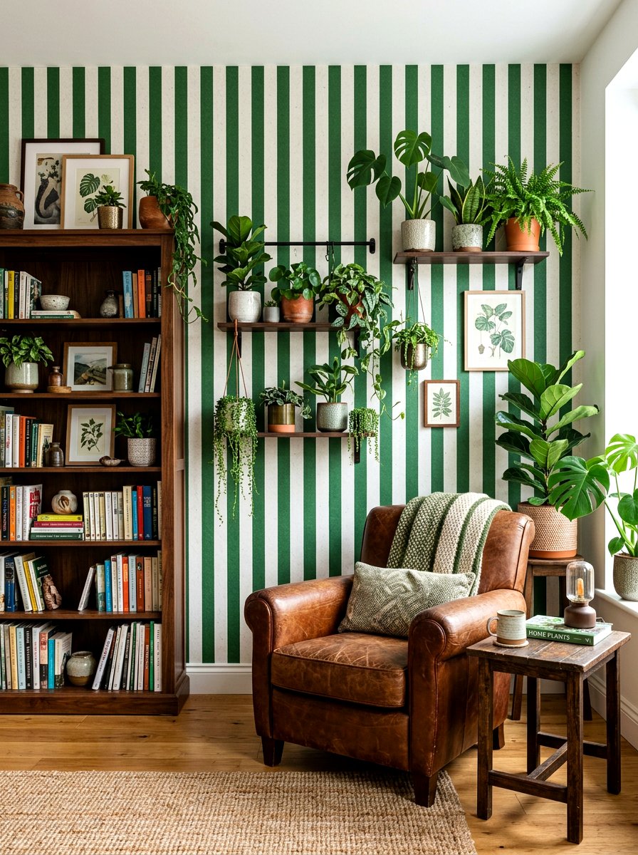 Green And White Stripe Wallpaper - 30 circus stripe living room ideas