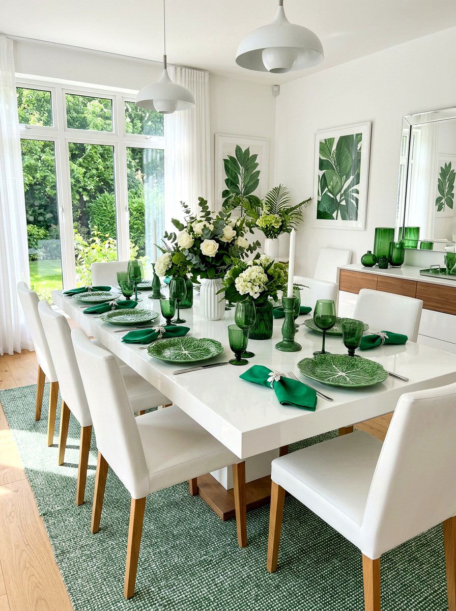 Green And White Table - 30 lettuce plate dining ideas