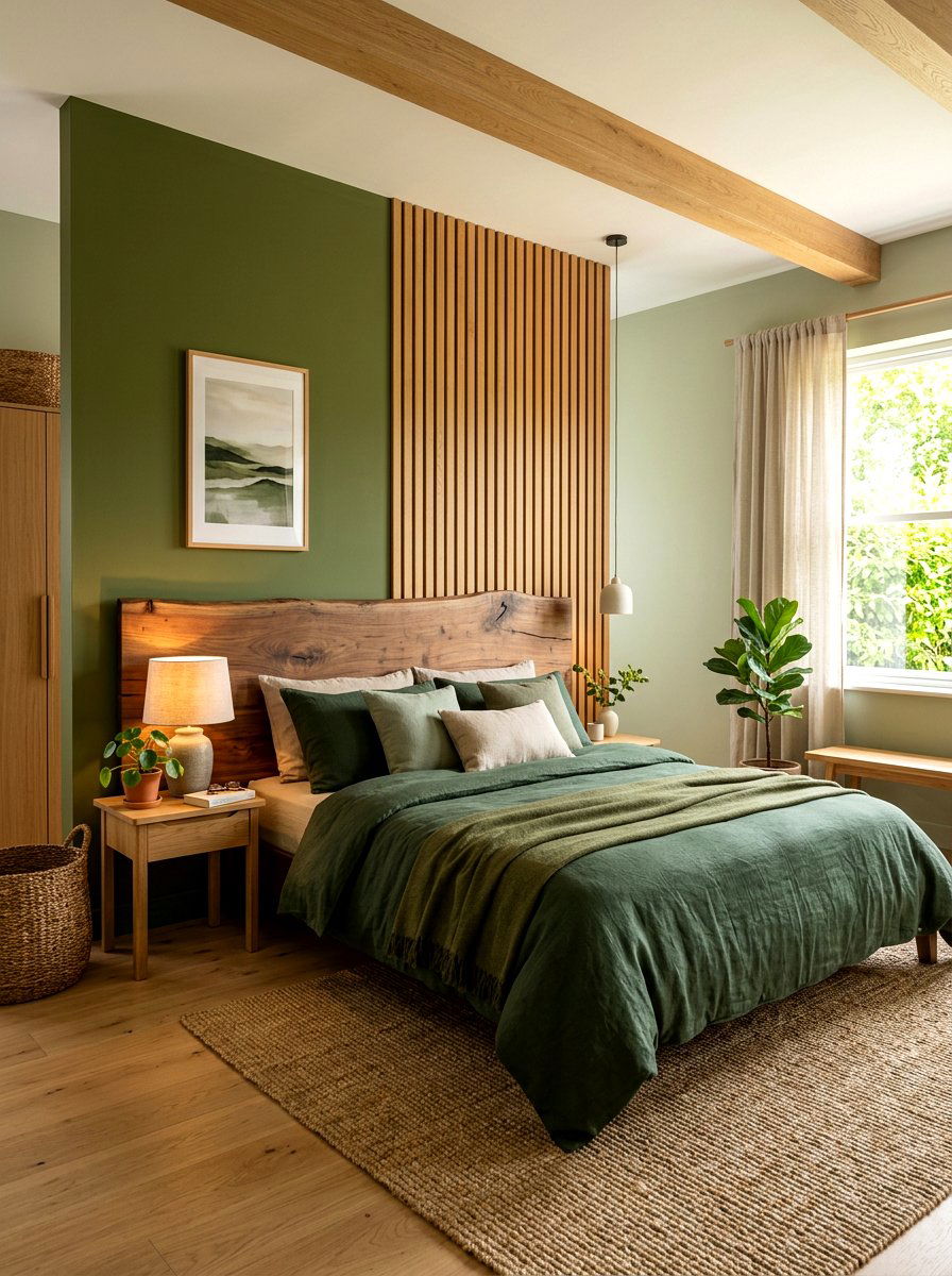 Green And Wood Bedroom - 30 green bedroom ideas