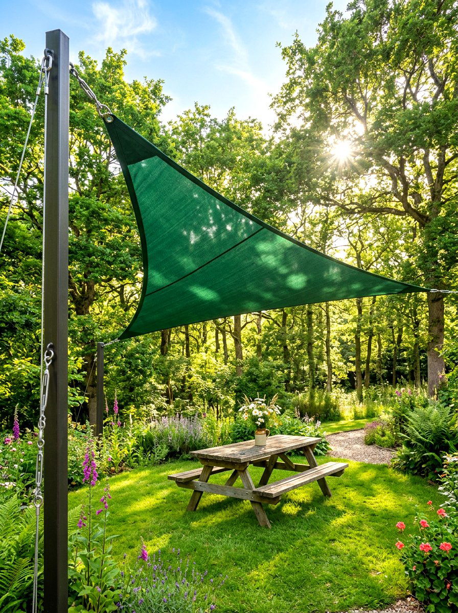 Green Backyard Shade Sail - 30 shade sail ideas