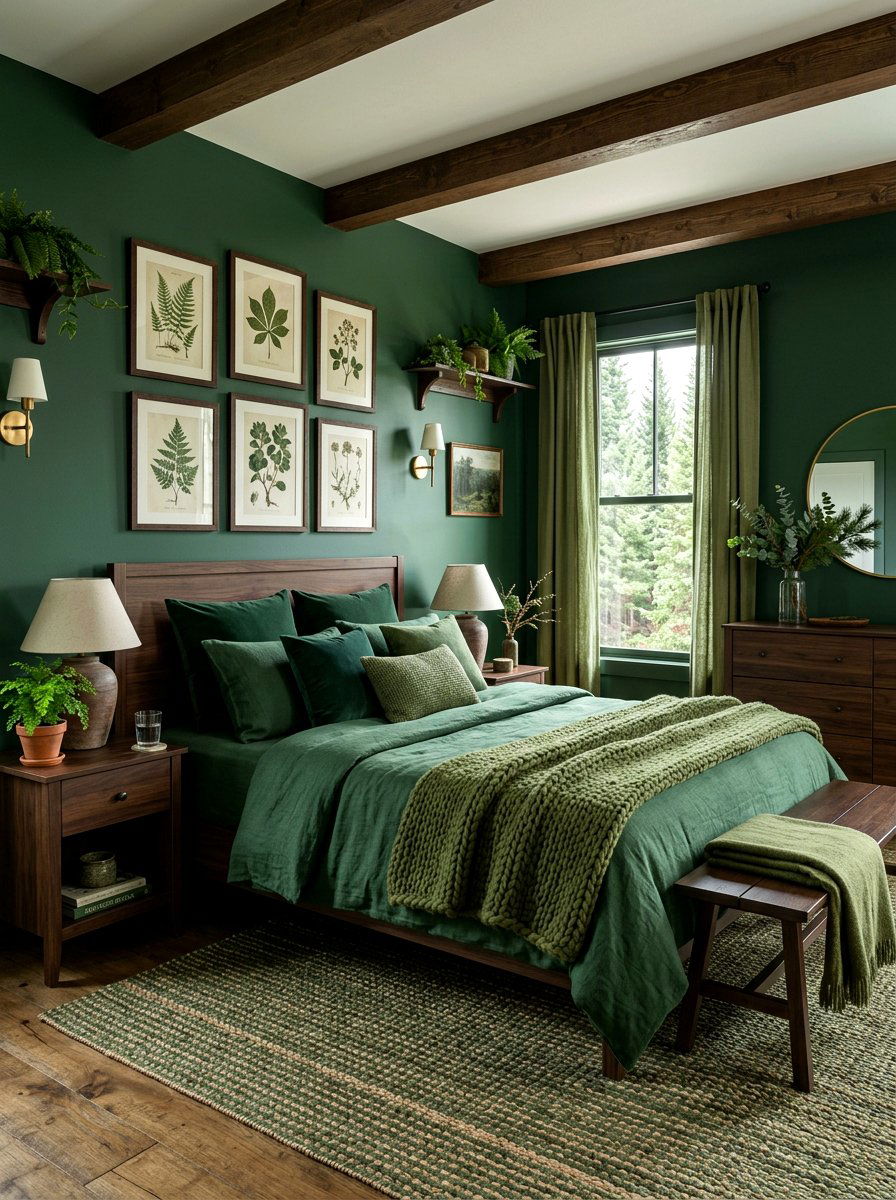 Green Bedroom - 30 monochromatic bedroom ideas