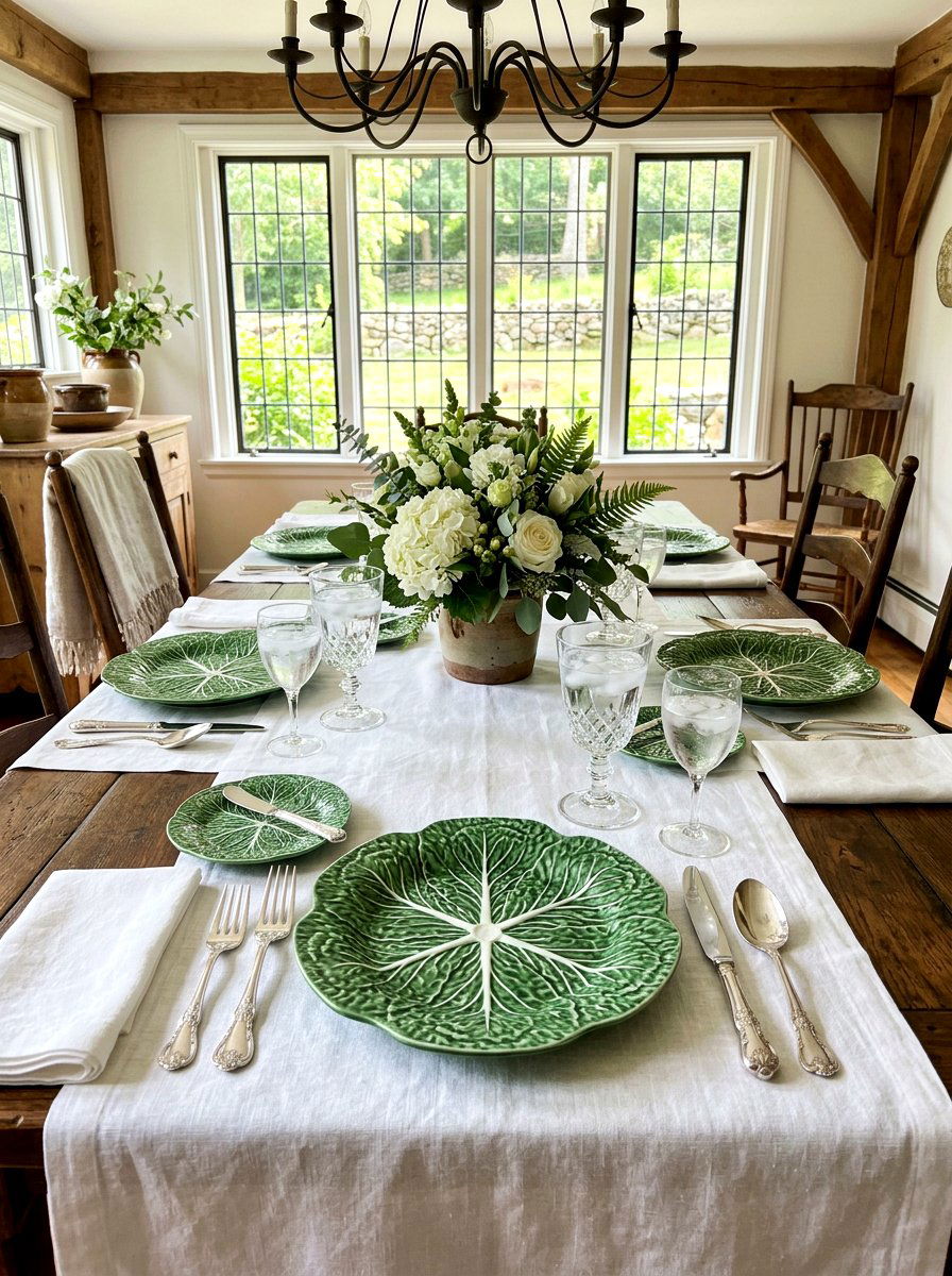 Green Cabbage Plate Setting - 30 cabbage plate tablescape ideas