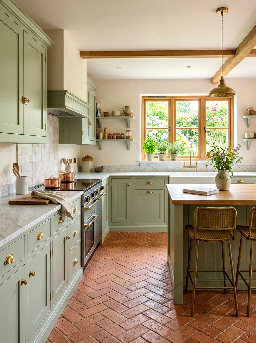 Green Cabinet Kitchen - 30 cottage kitchen ideas