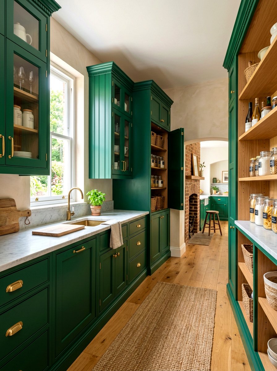 Green Cabinetry Pantry - 30 traditional prep kitchen ideas