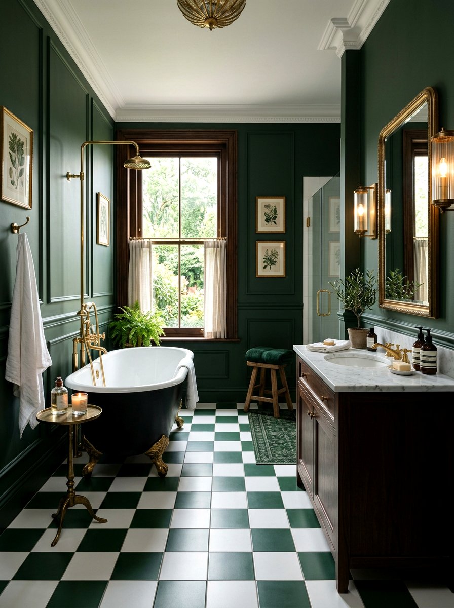 Green Checkerboard Tile Floor - 30 checkerboard bathroom floor ideas