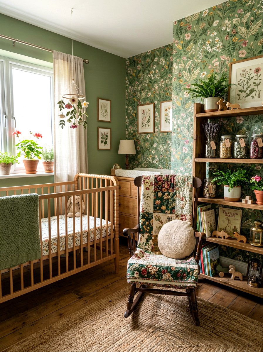 Green Cottagecore Nursery - 30 soft green nursery ideas