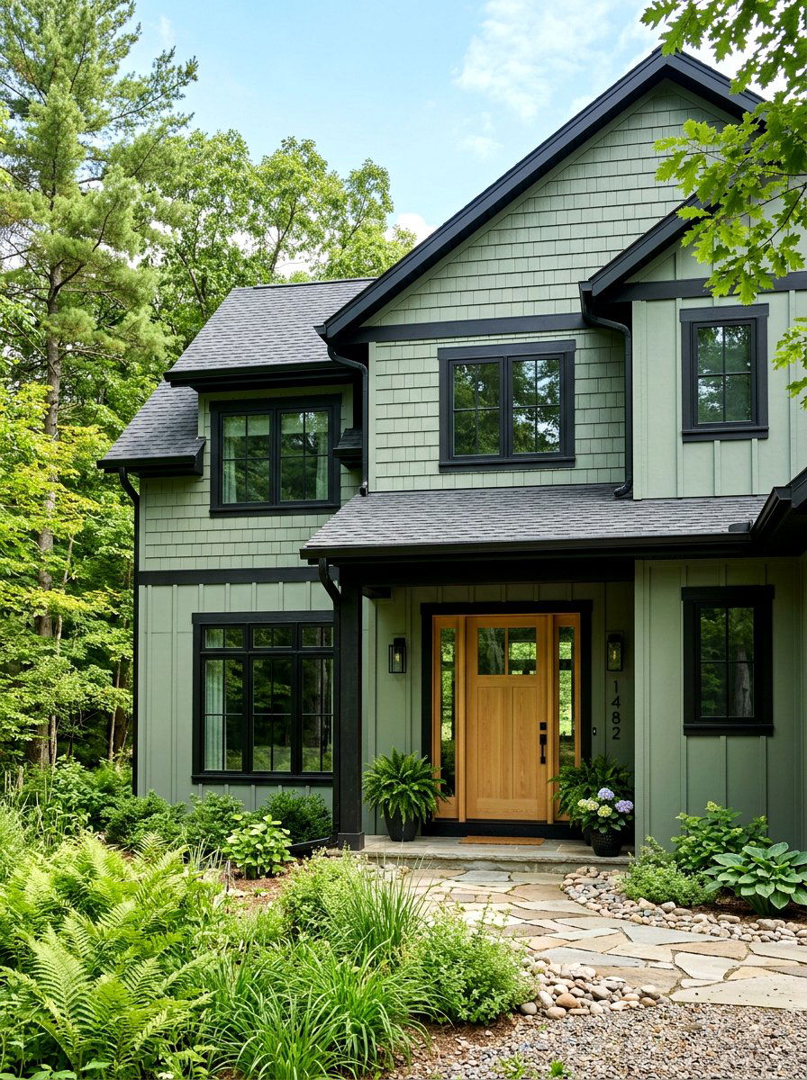 Green Exterior Black Trim - 30 black trim exterior ideas