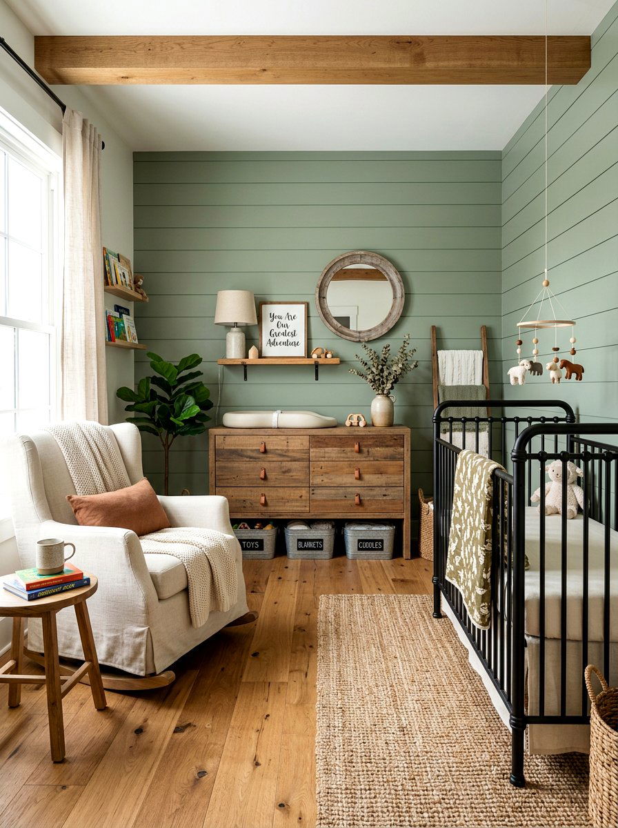 Green Farmhouse Nursery - 30 soft green nursery ideas