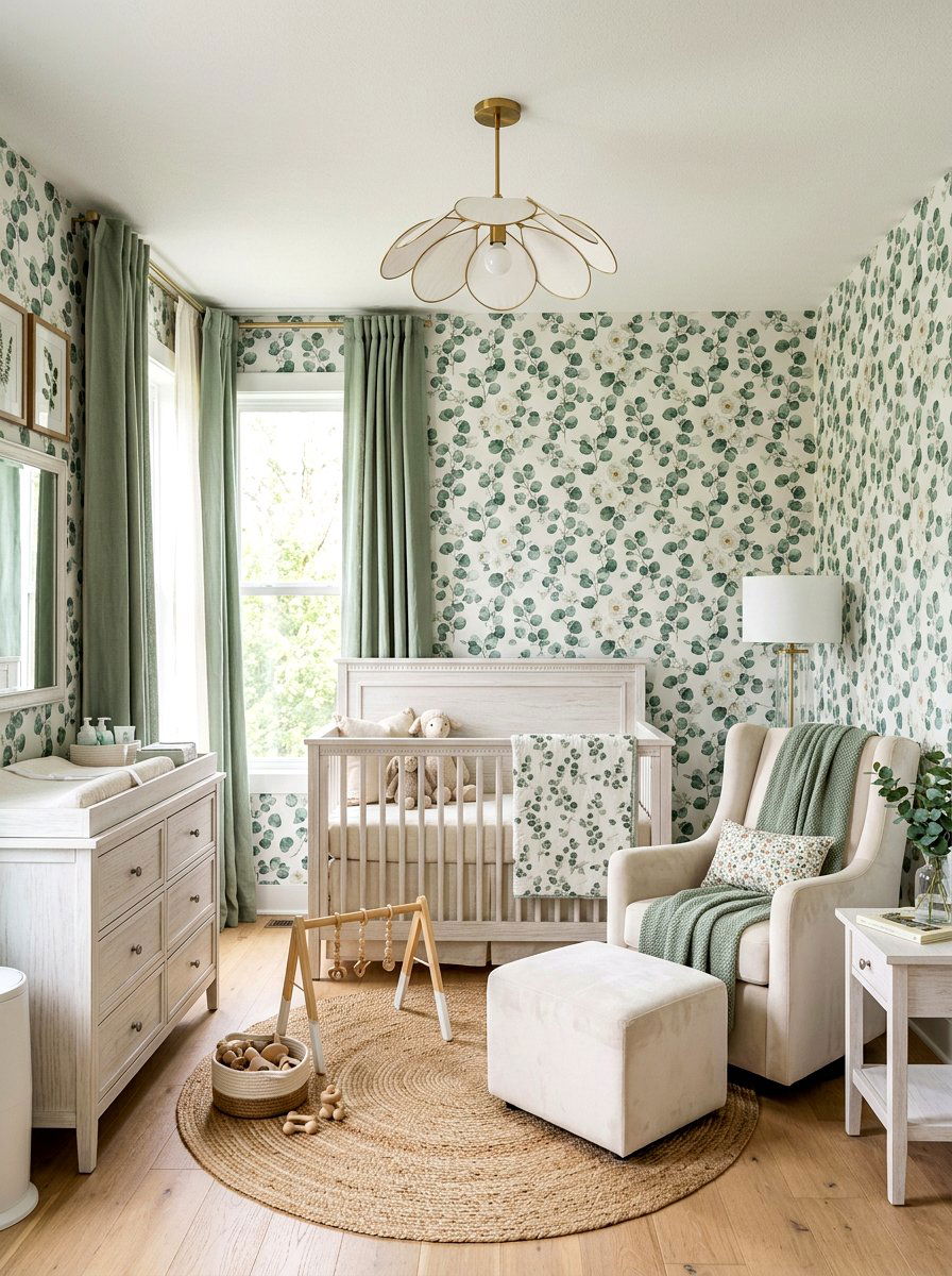 Green Floral Nursery - 30 soft green nursery ideas