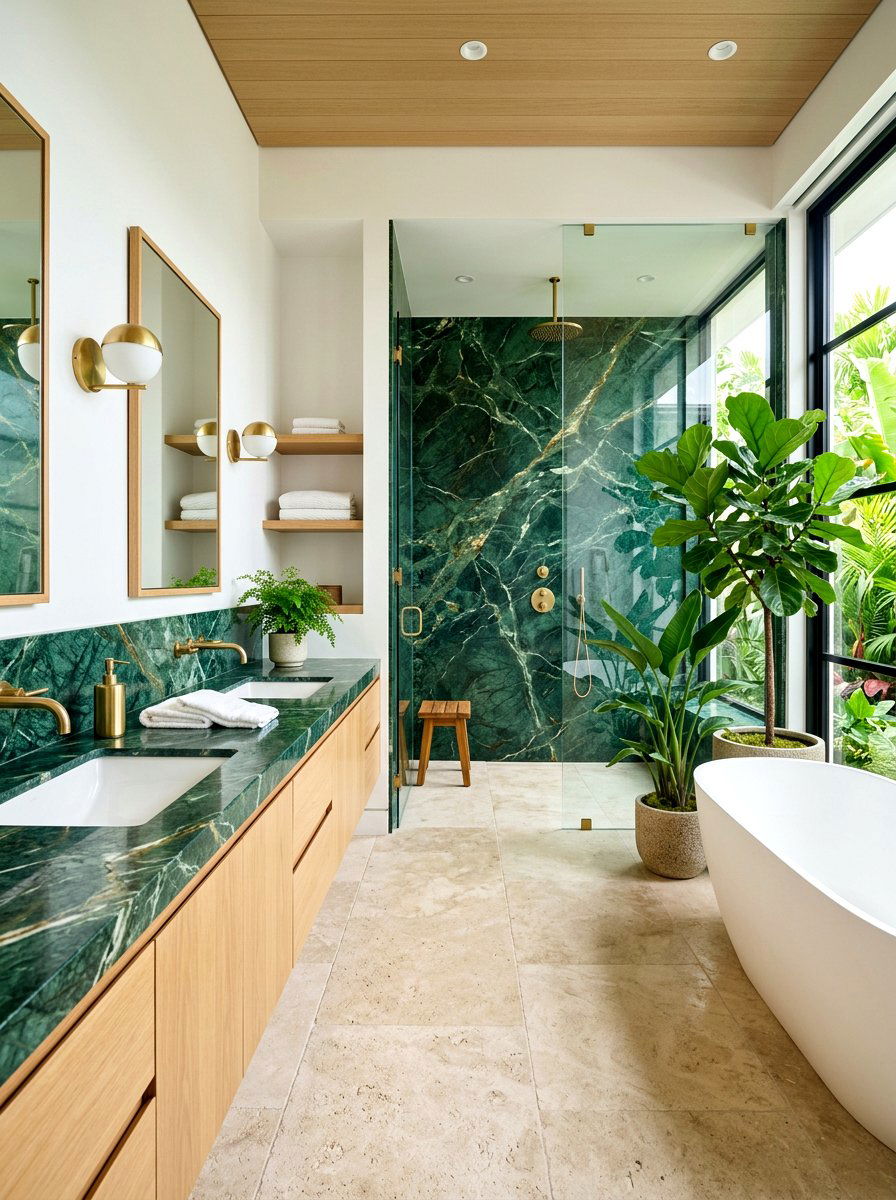 Green Forest Marble Bathroom - 30 marble bathroom ideas